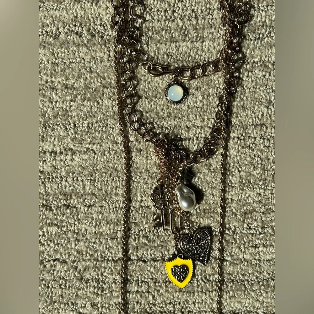 Free People Gold Layered Charm Necklace NWT Boho Statement NWT - Picture 4 of 5